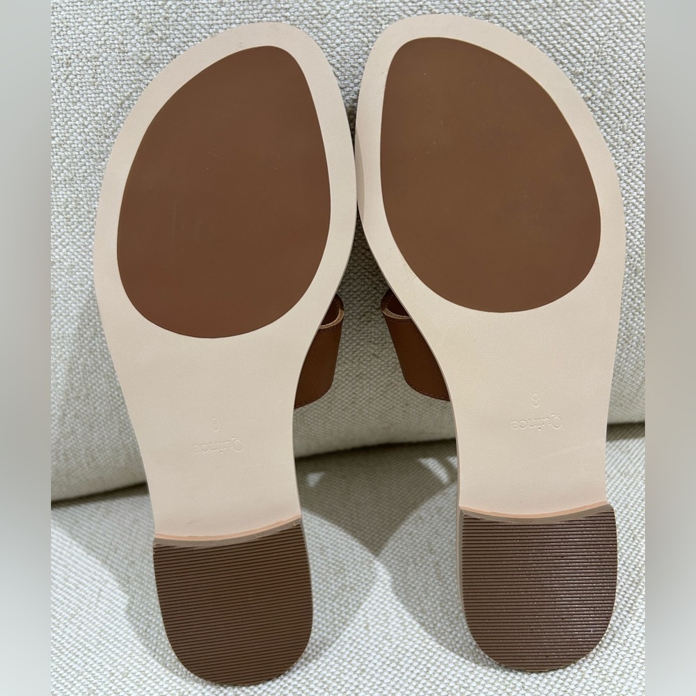 Quince Italian Leather Cutout Slide Sandal Tan Cognac Women’s Size 8 NWOT - Picture 3 of 6